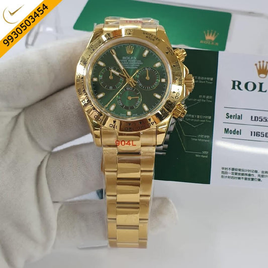 Rolex Cosmograph Daytona Full Gold Green Dial  ETA Calibre 4130  Movement