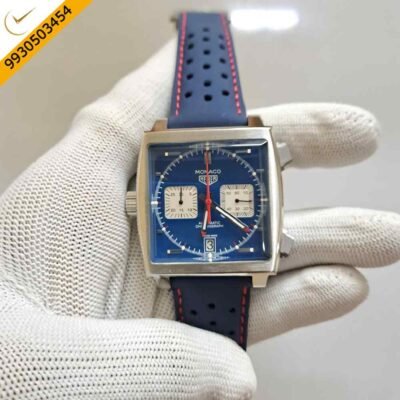 Tag Heuer Monaco Caliber 12 Blue Dial Blue Leather Strap Swiss Watch