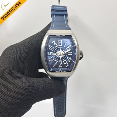 Franck Muller Crazy Blue Dial Blue Leather Strap Swiss Automatic Watch