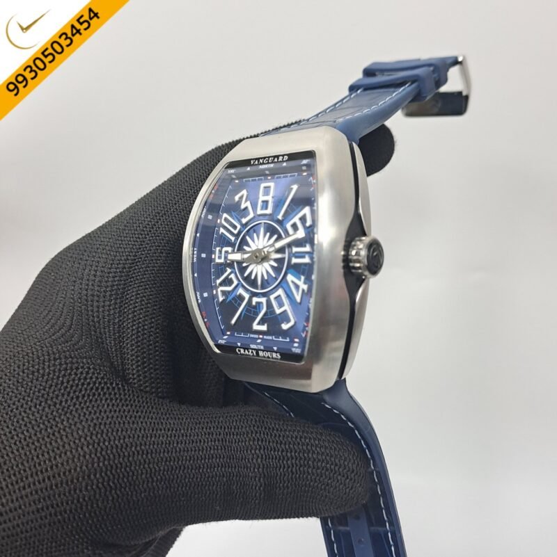 Franck Muller Crazy Blue Dial Blue Leather Strap Swiss Automatic Watch - Image 2