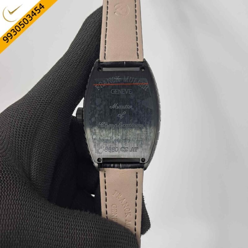 Franck Muller Croco Skull Full Black Edition Black Leather Strap Swiss Automatic Watch - Image 4