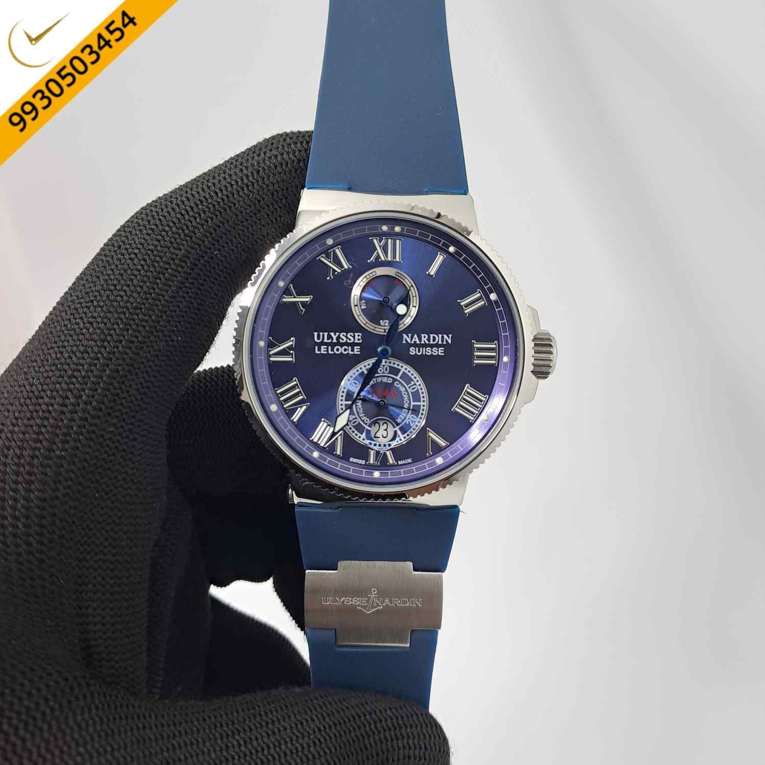 Ulysse Nardin Marine Torpilleur Steel Blue Dial Blue Rubber Strap Swiss Automatic Watch