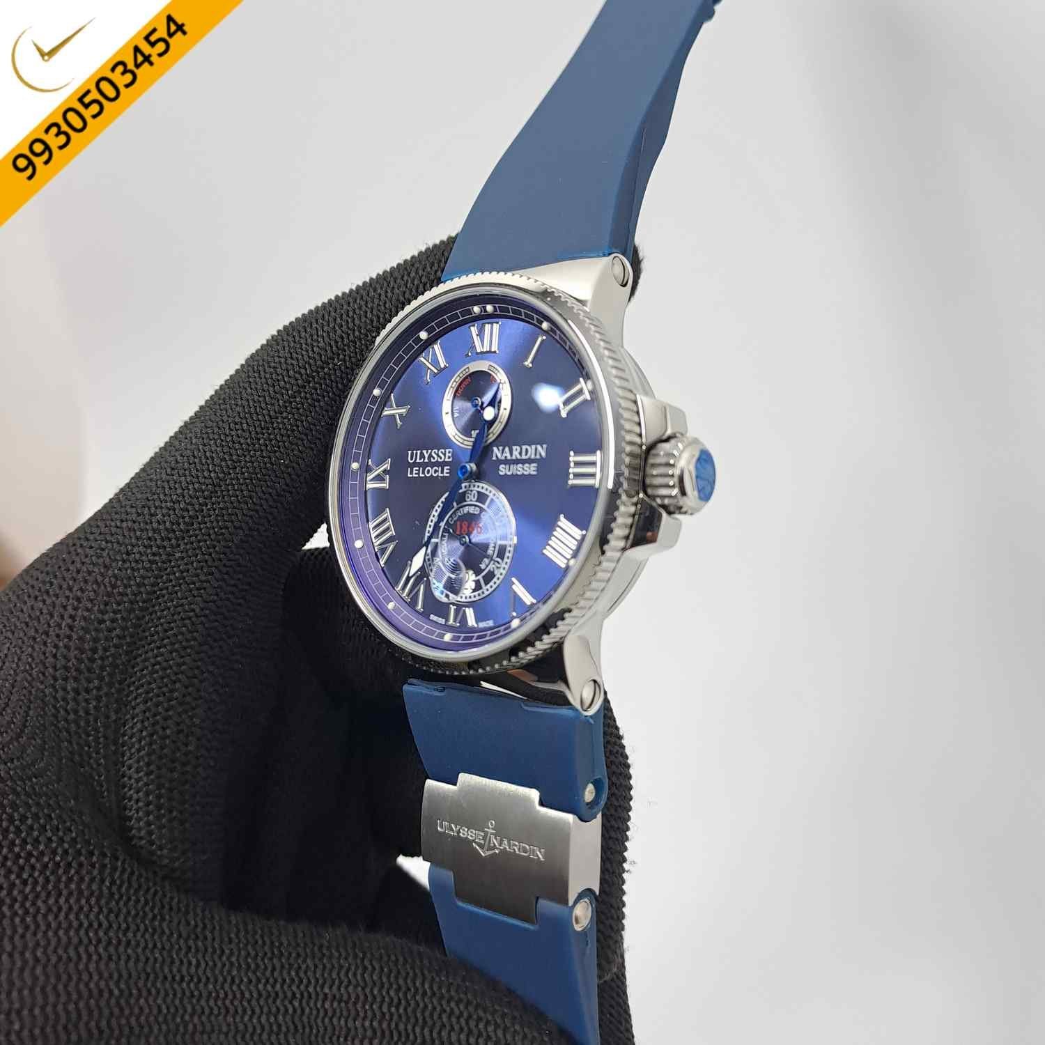 Ulysse Nardin Marine Torpilleur Steel Blue Dial Blue Rubber Strap Swiss Automatic Watch - Image 2