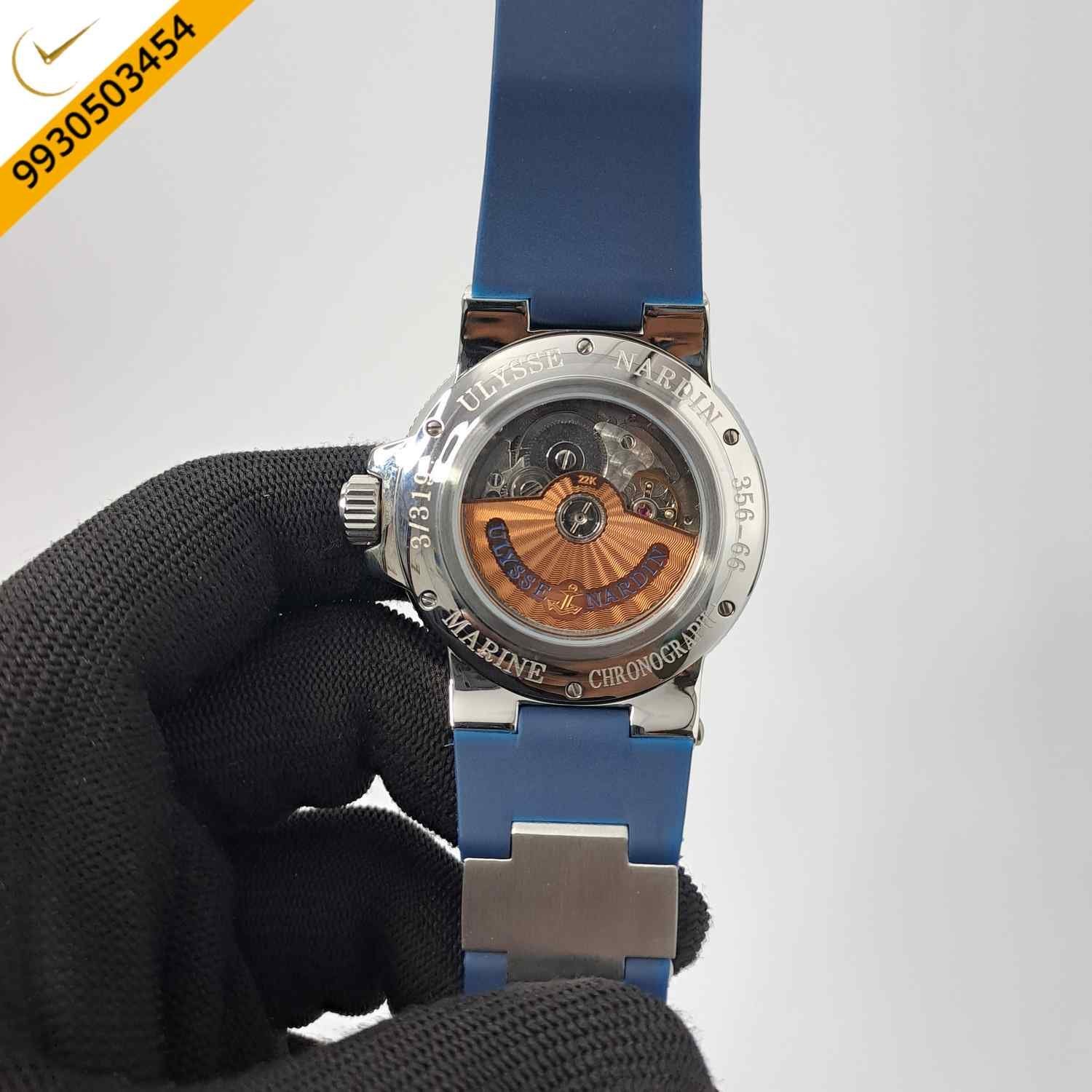 Ulysse Nardin Marine Torpilleur Steel Blue Dial Blue Rubber Strap Swiss Automatic Watch - Image 4