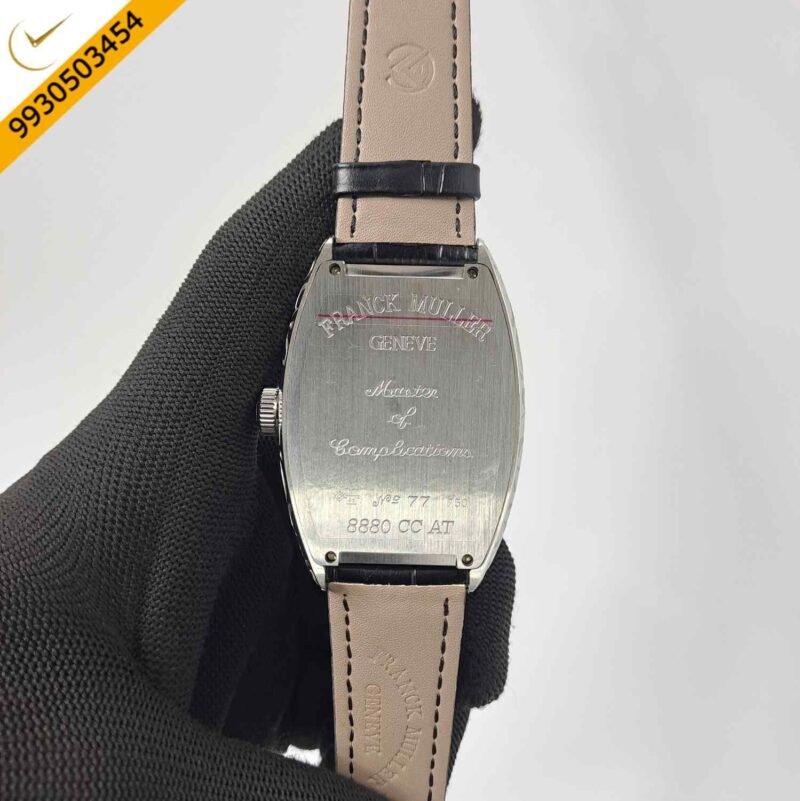 Franck Muller Croco Skull Silver White Edition Black Leather Strap Swiss Automatic Watch - Image 4
