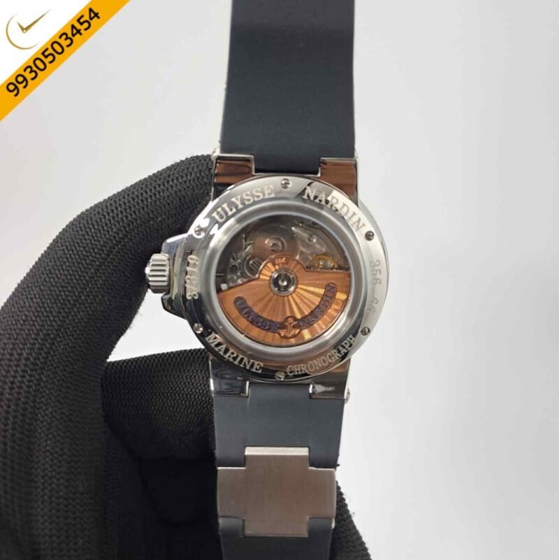 Ulysse Nardin Marine Torpilleur Steel Black Dial Black Rubber Strap Swiss Automatic Watch - Image 4