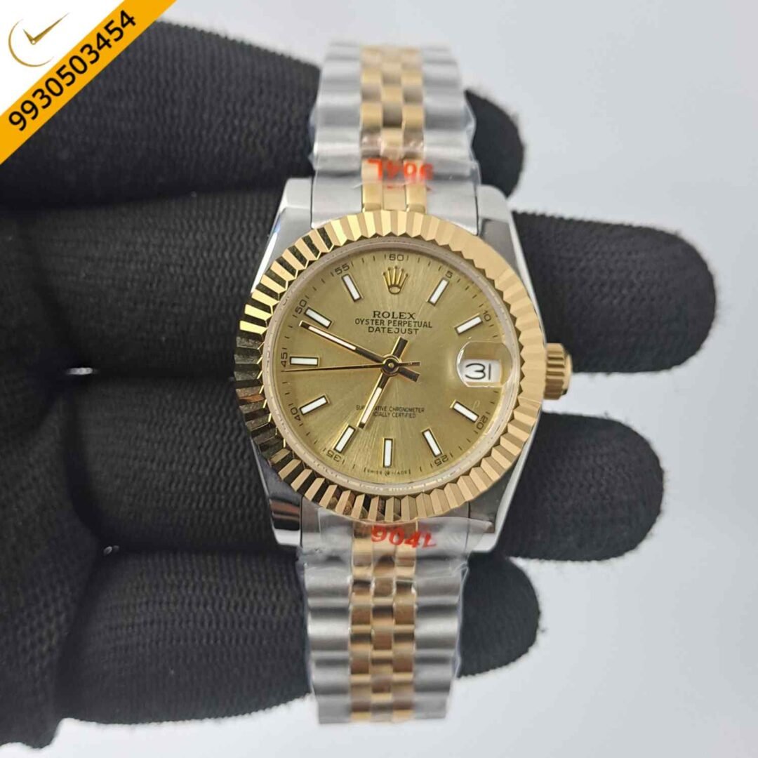 Rolex Date-Just Dual Tone Golden Dial Stick Marker Swiss Automatic Watch