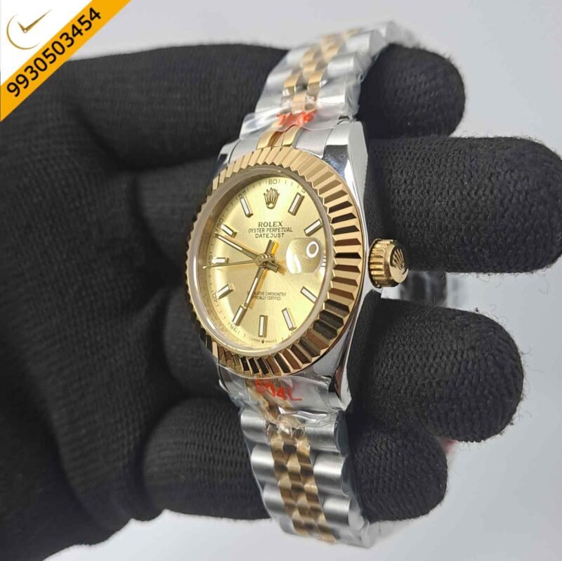 Rolex Date-Just Dual Tone Golden Dial Stick Marker Swiss Automatic Watch - Image 2