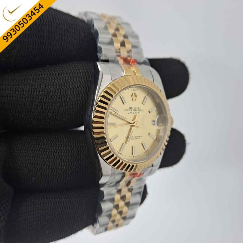 Rolex Date-Just Dual Tone Golden Dial Stick Marker Swiss Automatic Watch - Image 3
