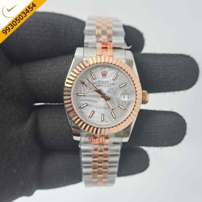 Rolex Date-Just Dual Tone Grey Dial Stick Marker Swiss Automatic Watch