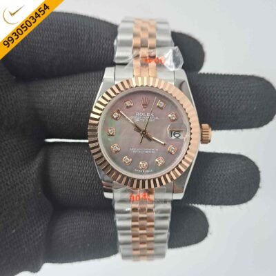 Rolex Date-Just Dual Tone Brown Dial Diamond Marker Swiss Automatic Watch
