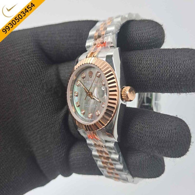 Rolex Date-Just Dual Tone Brown Dial Diamond Marker Swiss Automatic Watch - Image 2