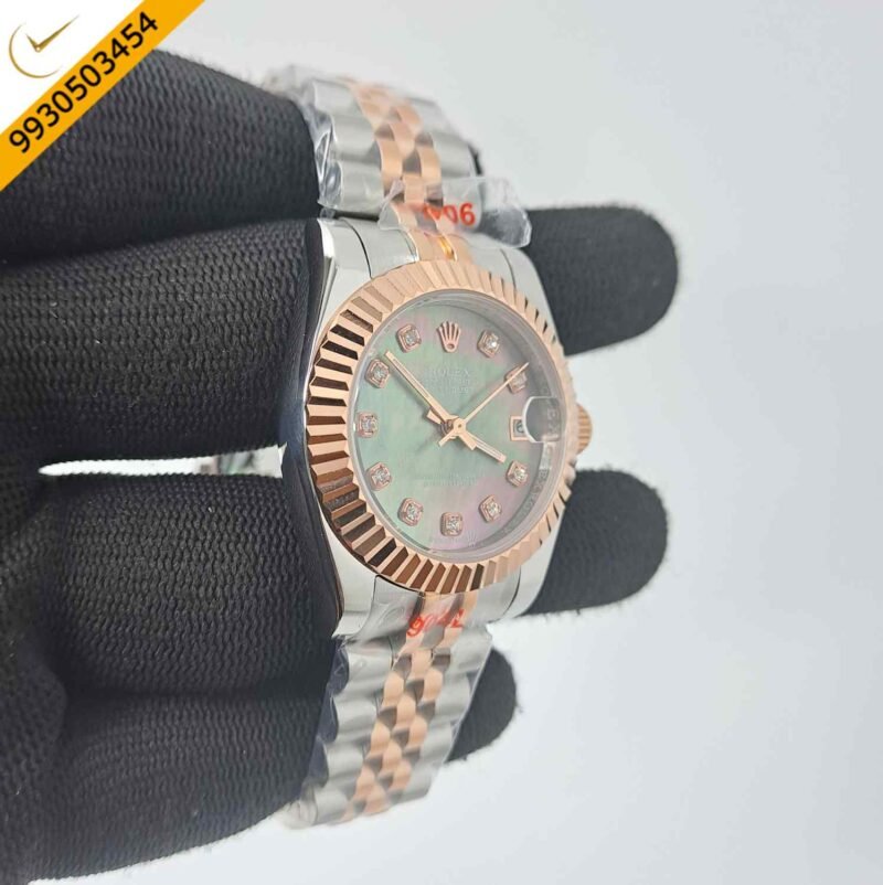 Rolex Date-Just Dual Tone Brown Dial Diamond Marker Swiss Automatic Watch - Image 3