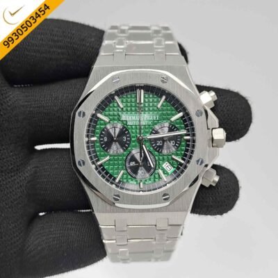 Audemars Piguet Royal Oak Chronograph Full Silver 41mm Green Dial Swiss Watch