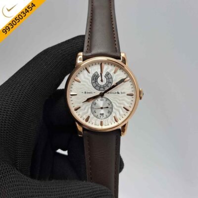 ARNOLD & SON Eight-Day Rose Gold White Dial Brown Leather Swiss Automatic Watch