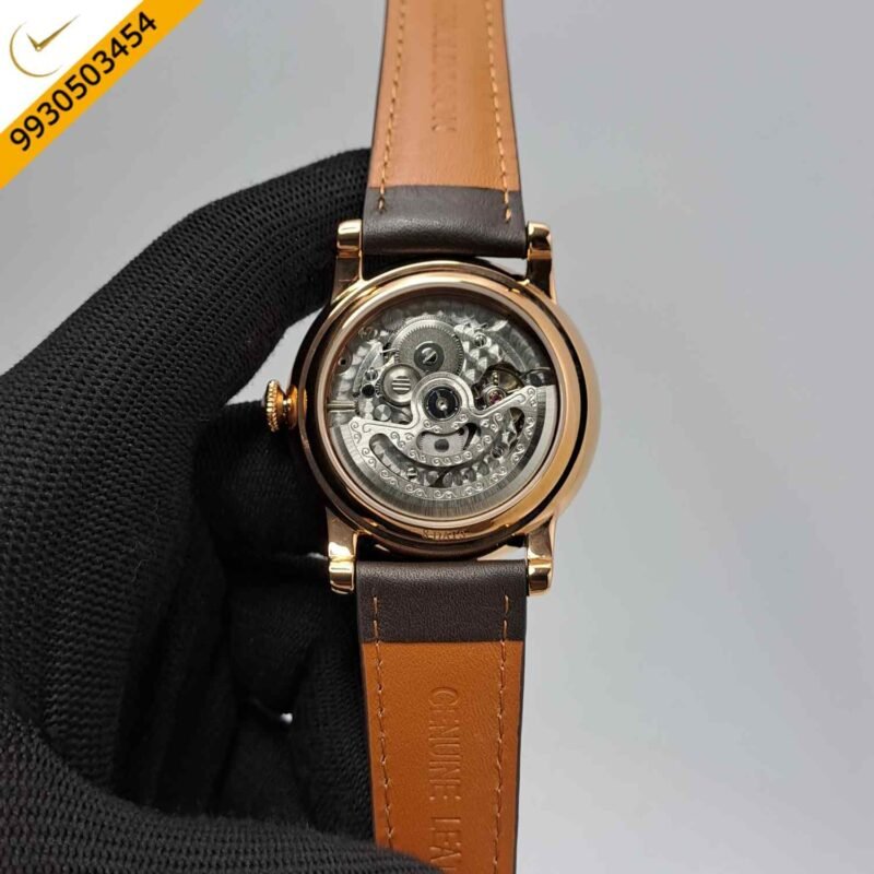 ARNOLD & SON Eight-Day Rose Gold White Dial Brown Leather Swiss Automatic Watch - Image 4