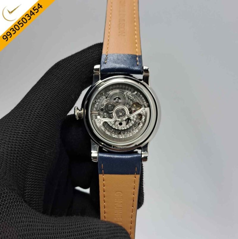ARNOLD & SON Eight-Day Steel Blue Dial Blue Leather Swiss Automatic Watch - Image 4
