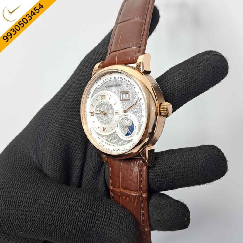 A. Lange & Shone Grand Lange 1 Moon Phase Rose Gold White Swiss Automatic Watch - Image 3