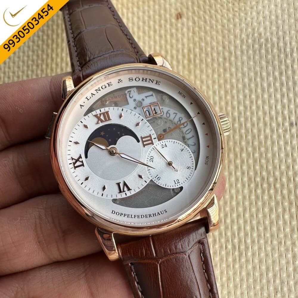 A. Lange & Shone Grand Lange 1 Moon Phase White Dial Swiss Automatic Watch