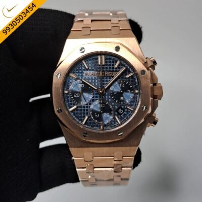Audemars Piguet Royal Oak Chronograph Full Rose Gold 41mm Blue Dial Watch