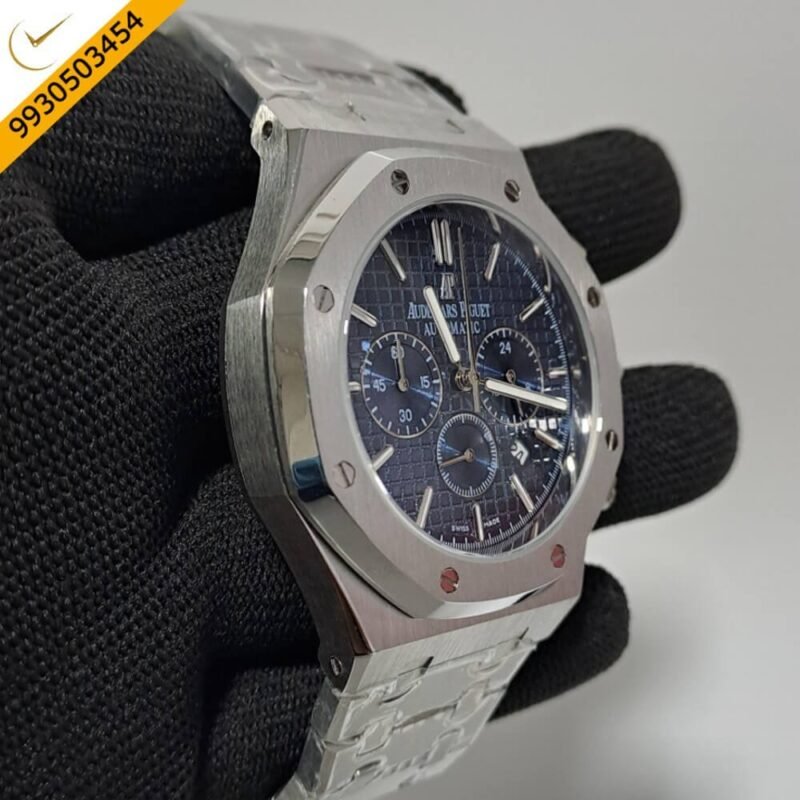 Audemars Piguet Royal Oak Chronograph Full Silver 41mm Blue Dial Swiss Watch - Image 2