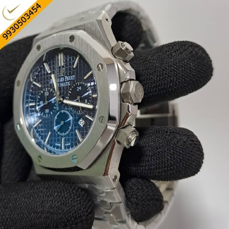 Audemars Piguet Royal Oak Chronograph Full Silver 41mm Blue Dial Swiss Watch - Image 3