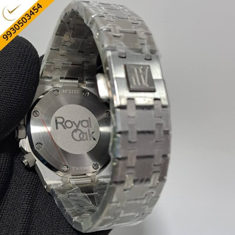 Audemars Piguet Royal Oak Chronograph Full Silver 41mm Blue Dial Swiss Watch - Image 4