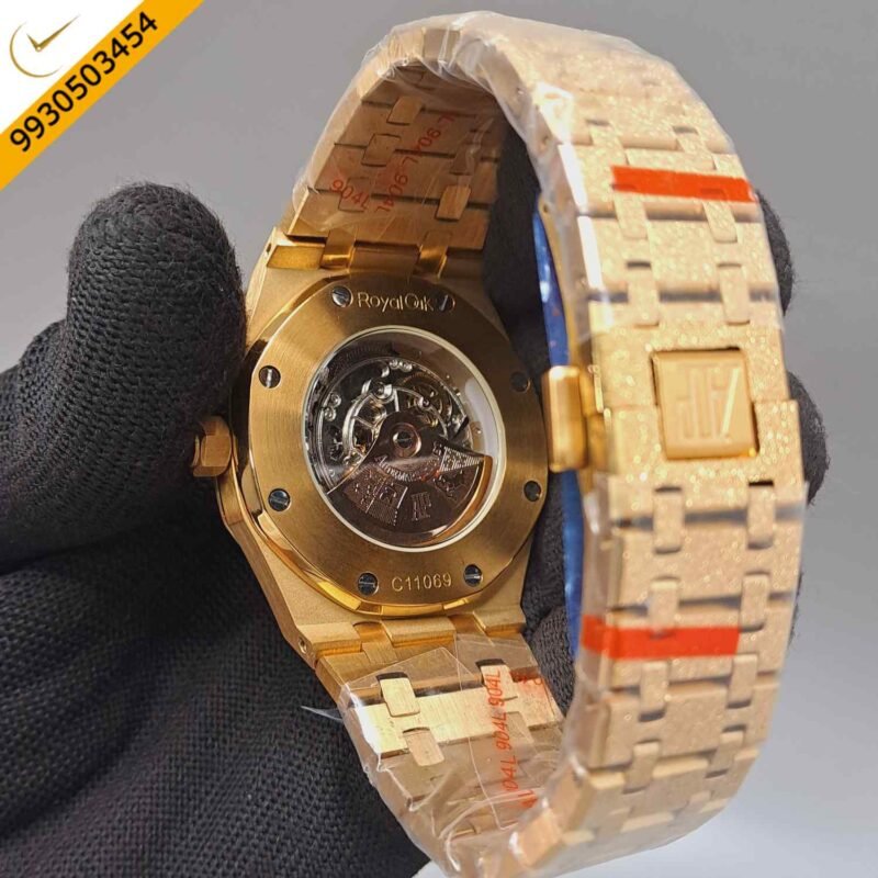 Audemars Piguet Royal Oak Full Golden Skeleton Dial Dimond Bezel Swiss Automatic Watch - Image 4