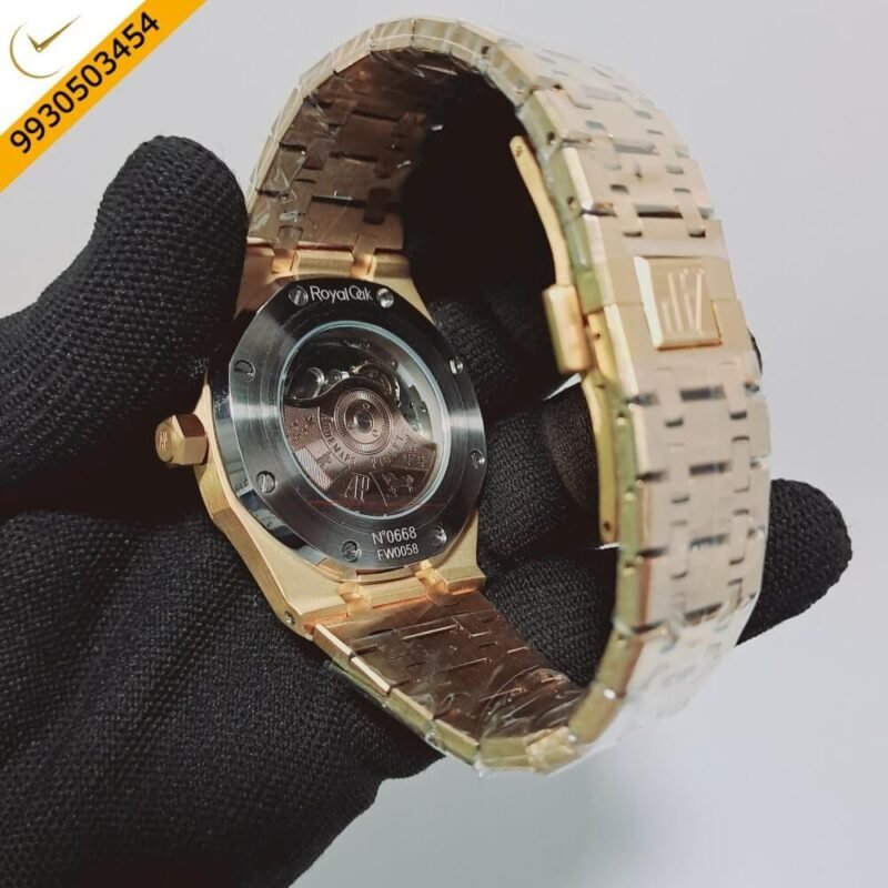 Audemars Piguet Royal Oak Gold Green Dial Swiss Automatic Watch - Image 4