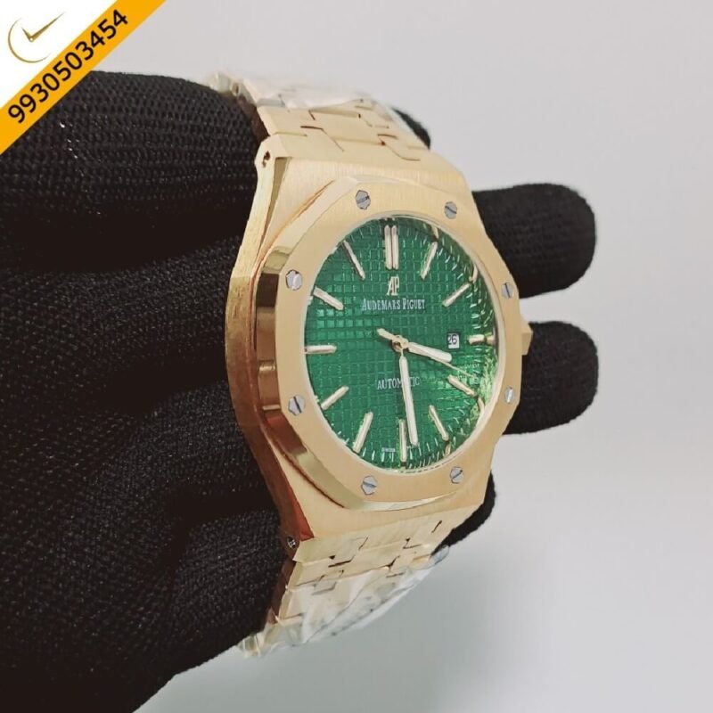 Audemars Piguet Royal Oak Gold Green Dial Swiss Automatic Watch - Image 3