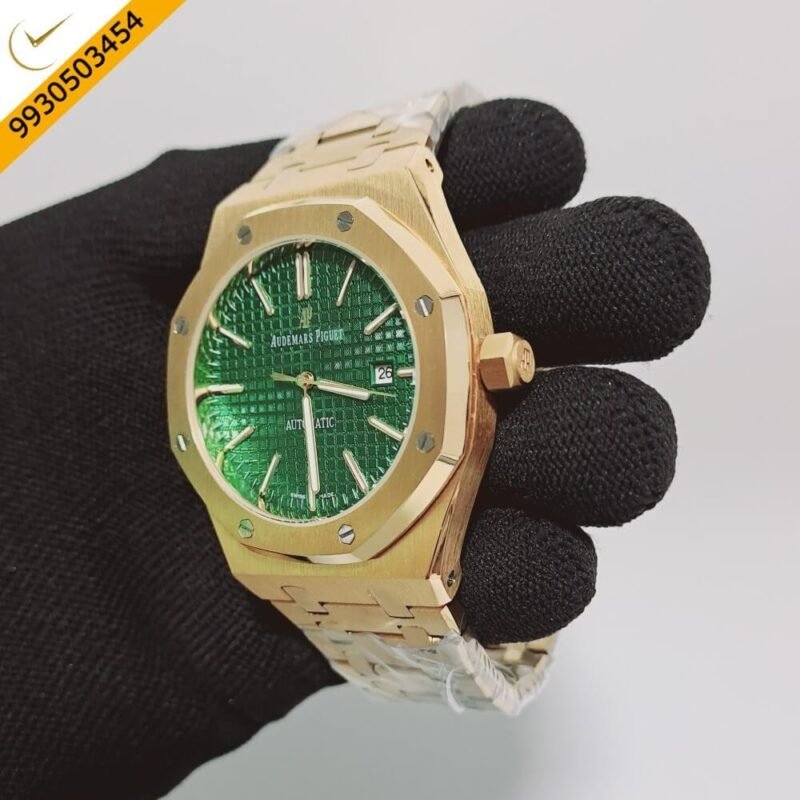 Audemars Piguet Royal Oak Gold Green Dial Swiss Automatic Watch - Image 2