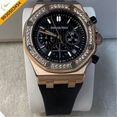 Audemars Piguet Royal Oak Offshore Rose gold Diamond Bazel Black Dial Swiss ETA 2385 Automatic Movement Watch