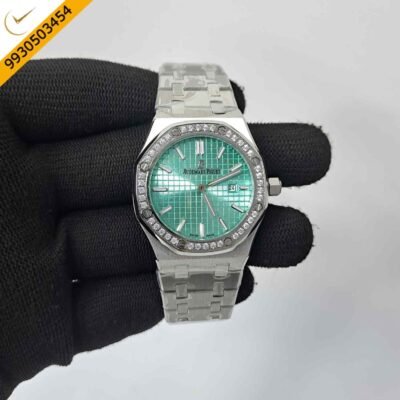 Audemars Piguet Royal Oak Rose Steel Diamond Bazel Green Dial Swiss Watch