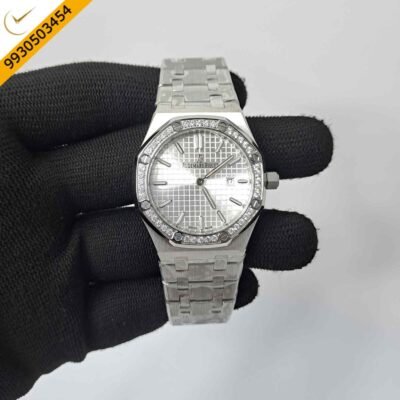 Audemars Piguet Royal Oak Rose Steel Diamond Bazel Silver Dial Swiss Watch