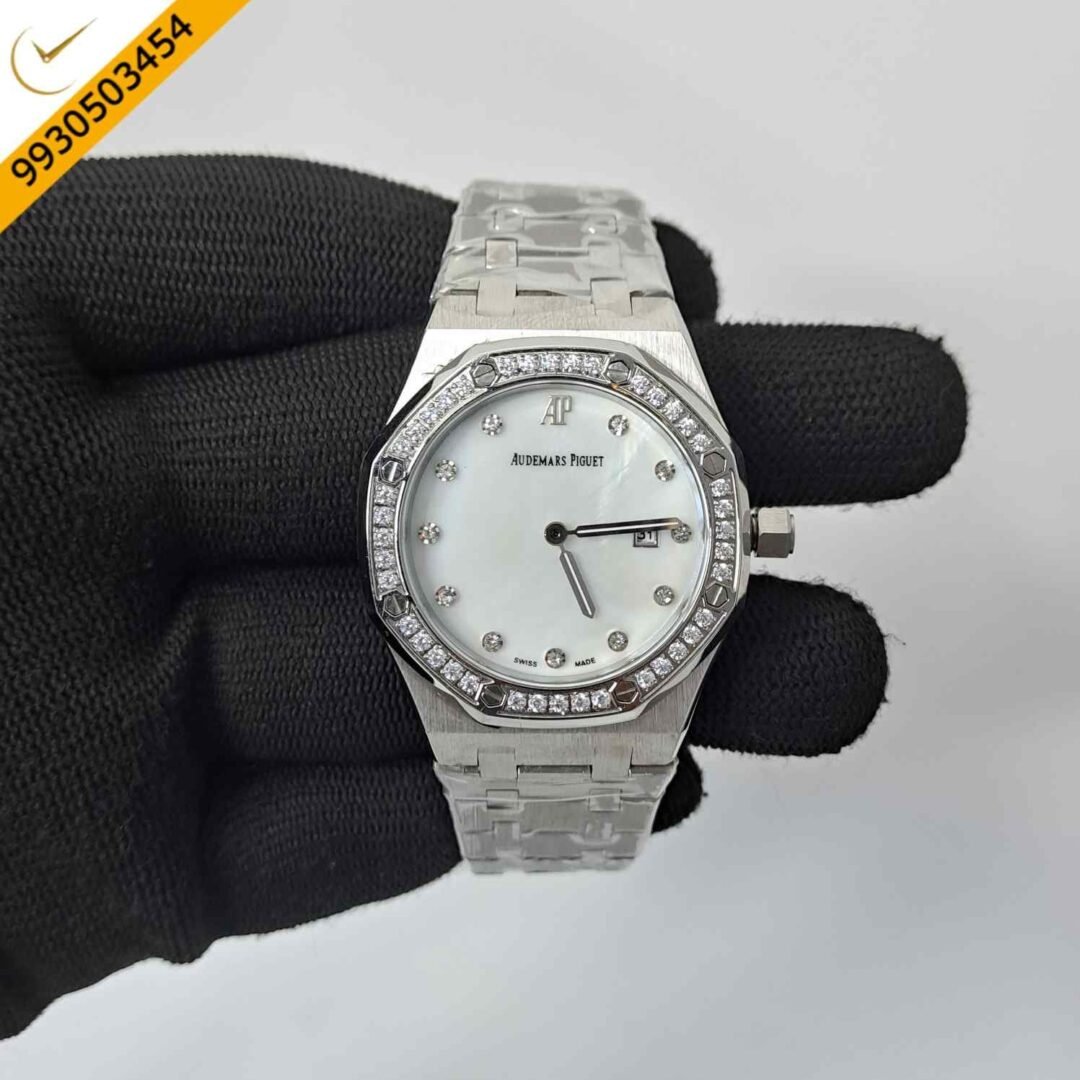 Audemars Piguet Royal Oak Rose Steel Diamond Bazel White Dial Diamond Marker Swiss Watch