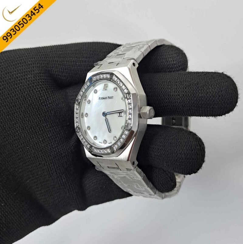 Audemars Piguet Royal Oak Rose Steel Diamond Bazel White Dial Diamond Marker Swiss Watch - Image 2