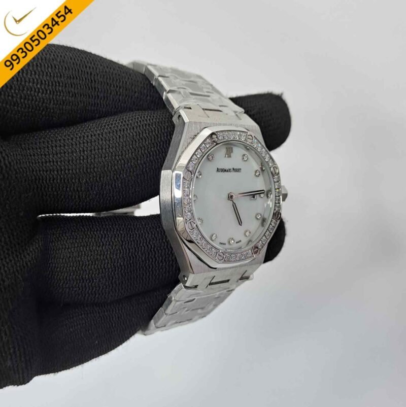 Audemars Piguet Royal Oak Rose Steel Diamond Bazel White Dial Diamond Marker Swiss Watch - Image 3
