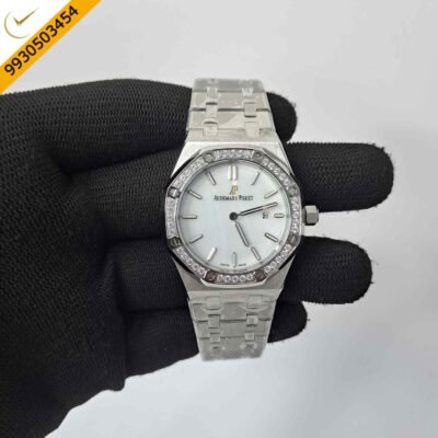 Audemars Piguet Royal Oak Rose Steel Diamond Bazel White Dial Swiss Watch