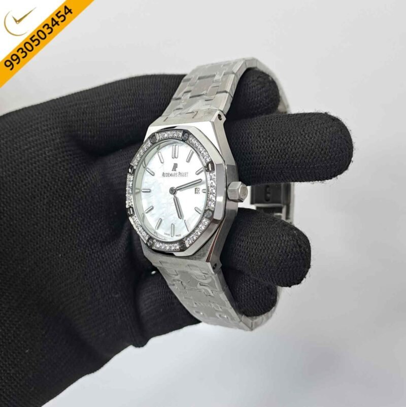 Audemars Piguet Royal Oak Rose Steel Diamond Bazel White Dial Swiss Watch - Image 2