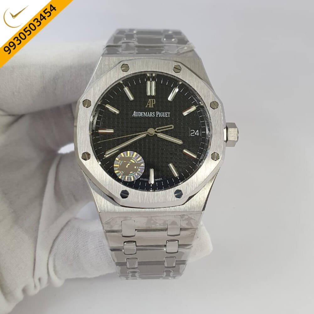 Audemars Piguet Royal Oak Silver Black Dial Swiss ETA Calibre 7121 Automatic Movement Watch