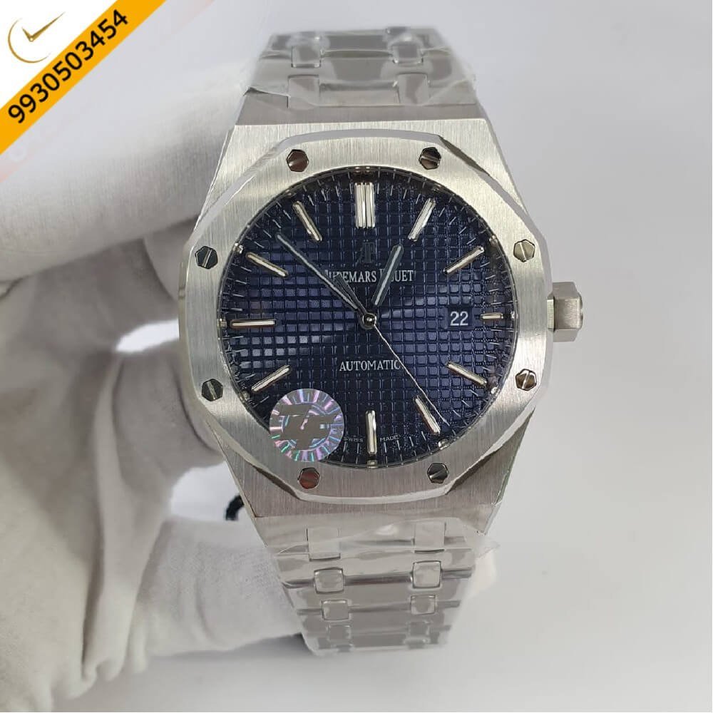 Audemars Piguet Royal Oak Silver Blue Dial Swiss ETA Calibre 7121 Automatic Movement Watch