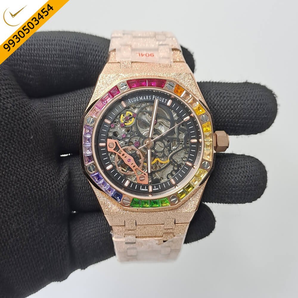 Audemars Piguet Royal Oak Skeleton Dial Dimond Bezel Swiss Automatic Watch