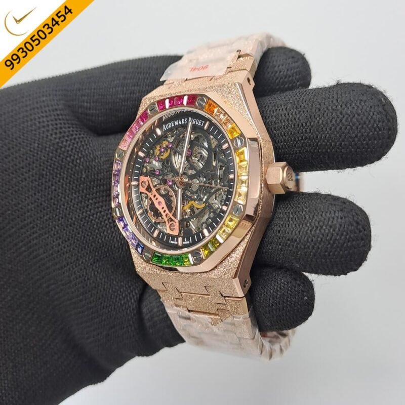 Audemars Piguet Royal Oak Skeleton Dial Dimond Bezel Swiss Automatic Watch - Image 2