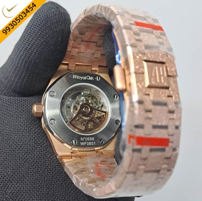 Audemars Piguet Royal Oak Skeleton Dial Dimond Bezel Swiss Automatic Watch - Image 4