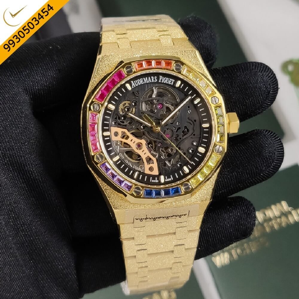 Audemars Piguet Royal Oak Skeleton Dial Full Gold Swiss Automatic Watch