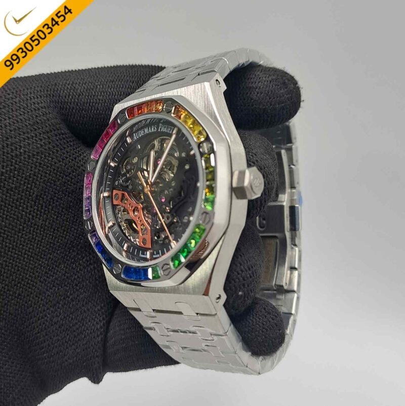Audemars Piguet Royal Oak Skeleton Dial Full Sliver Swiss Automatic Watch - Image 3