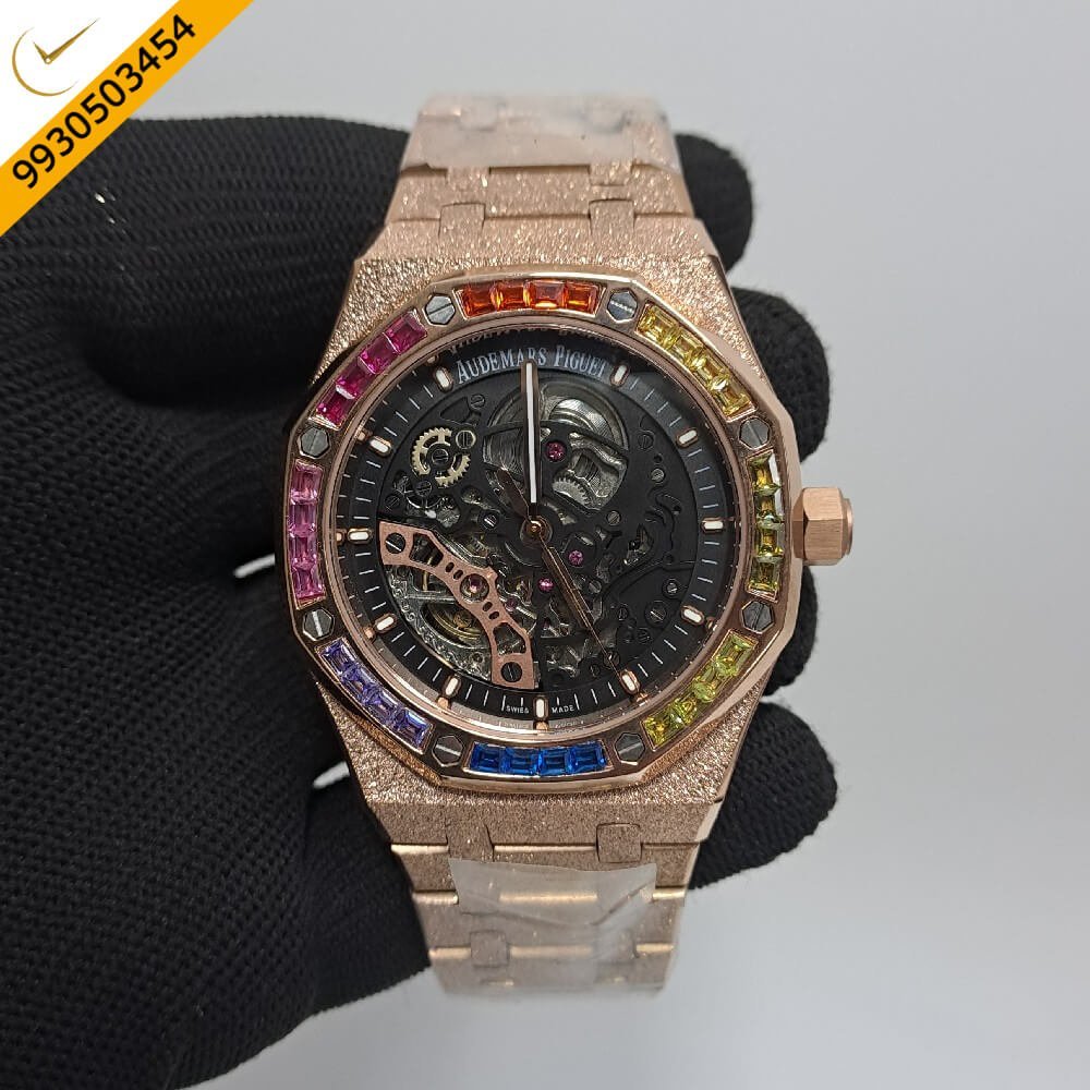 Audemars Piguet Royal Oak Skeleton Dial Rose Gold Swiss Automatic Watch