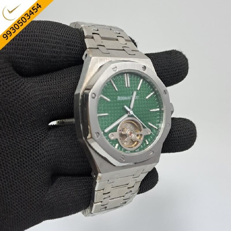 Audemars Piguet Royal Oak Tourbillion Green Dial Stainless Steel Strap Swiss Automatic Watch - Image 3
