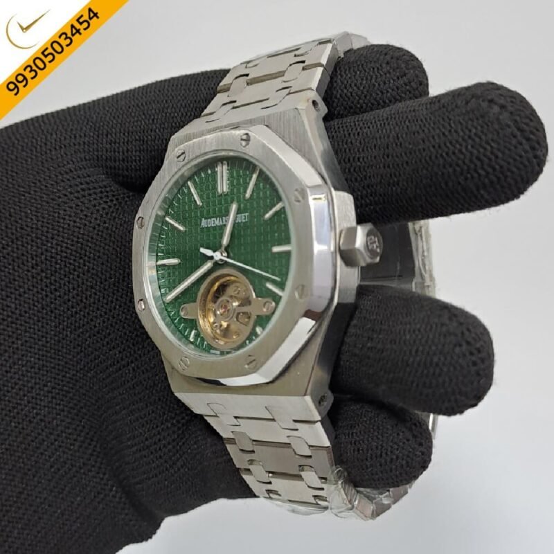 Audemars Piguet Royal Oak Tourbillion Green Dial Stainless Steel Strap Swiss Automatic Watch - Image 2