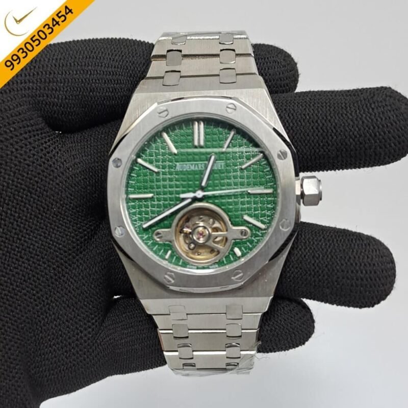Audemars Piguet Royal Oak Tourbillion Green Dial Stainless Steel Strap Swiss Automatic Watch